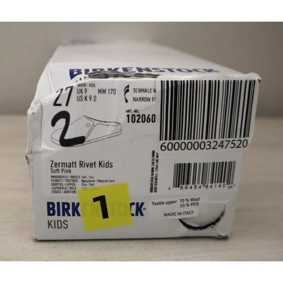 Birkenstock Kids Girls Sz 9 Soft Pink Zermatt Rivet Shearling/Wool Clog Slippers - Picture 15 of 16